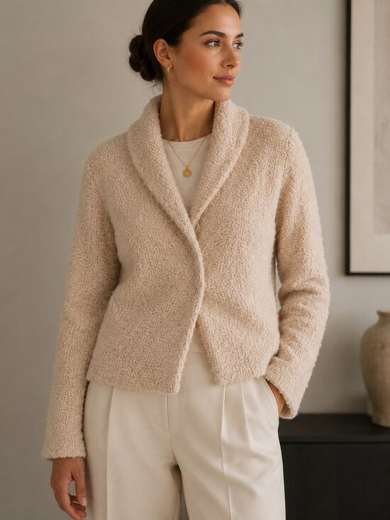 Eileen Fisher Jackets & Blazers - Eileen Fisher Wool Textured Blazer Jacket M Cream Old Money Business Carrier
